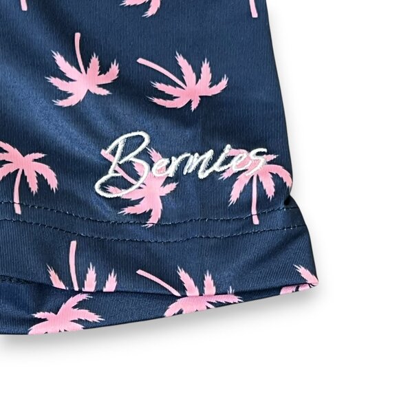 Bermies Men's Navy & Pink Palm Tree Polo Size Medium - Picture 3 of 5